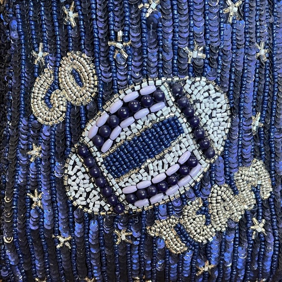 From India To You | Navy Beaded “Go Team” Shoulder Bag - Picture 12 of 13